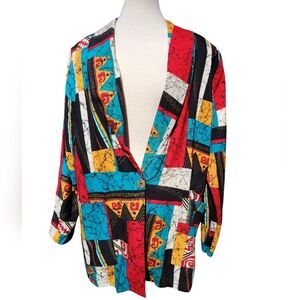 Vintage Designer 80's Karibo Avant-Garde Pocket Bold Statement Blazer Size Large